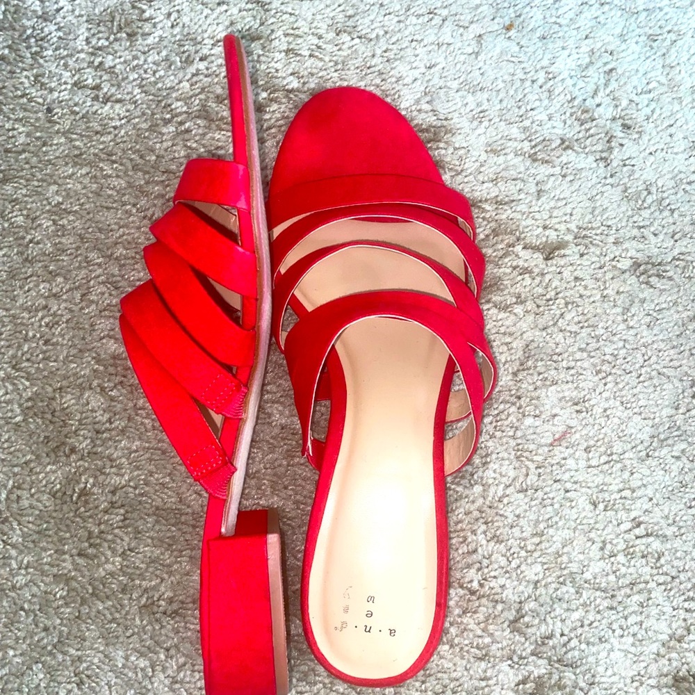 Red mule sandals